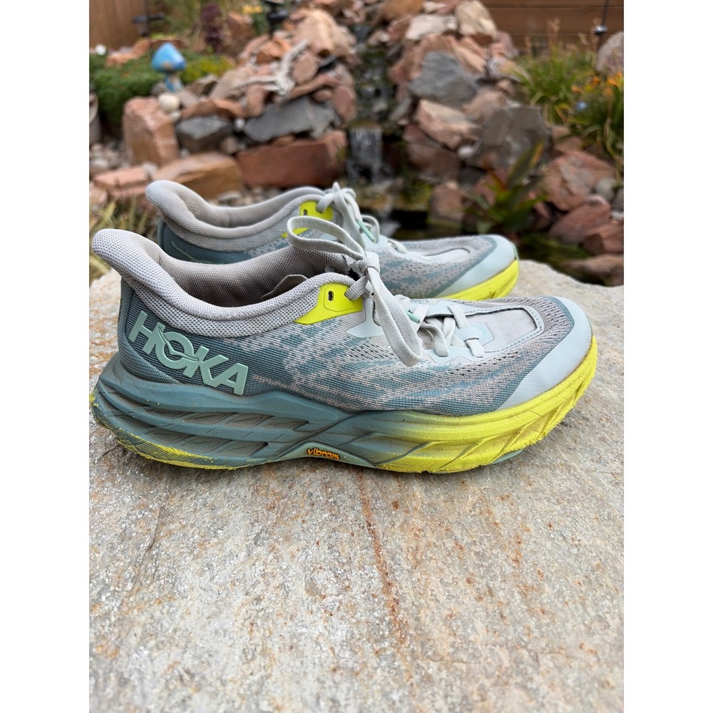Hoka Speedgoat 5 Womens 7 Trail Running Shoes Mist Green Lime Yellow